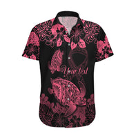Personalised Polynesian Turtle Ribbon Hawaiian Shirt Think Pink Breast Cancer With Pacific Hibiscus LT9 Pink - Polynesian Pride