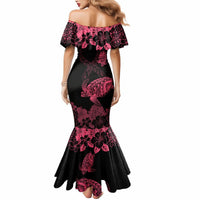 Personalised Polynesian Turtle Ribbon Mermaid Dress Think Pink Breast Cancer With Pacific Hibiscus LT9 - Polynesian Pride