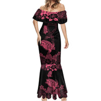 Personalised Polynesian Turtle Ribbon Mermaid Dress Think Pink Breast Cancer With Pacific Hibiscus LT9 - Polynesian Pride