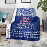 Toa Samoa Christmas Blanket Samoa Siva Tau Manuia Le Kerisimasi Blue Vibe LT9 - Polynesian Pride
