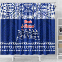 Toa Samoa Christmas Shower Curtain Samoa Siva Tau Manuia Le Kerisimasi Blue Vibe LT9 - Polynesian Pride