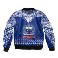 Toa Samoa Christmas Sleeve Zip Bomber Jacket Samoa Siva Tau Manuia Le Kerisimasi Blue Vibe LT9 - Polynesian Pride