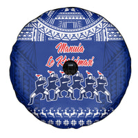 Toa Samoa Christmas Spare Tire Cover Samoa Siva Tau Manuia Le Kerisimasi Blue Vibe LT9 - Polynesian Pride
