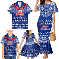 Personalised Toa Samoa Christmas Family Matching Mermaid Dress and Hawaiian Shirt Samoa Siva Tau Manuia Le Kerisimasi Blue Vibe LT9 - Polynesian Pride