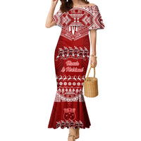 Toa Samoa Christmas Mermaid Dress Samoa Siva Tau Manuia Le Kerisimasi Red Vibe LT9 Women Red - Polynesian Pride