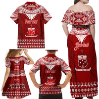Personalised Toa Samoa Christmas Family Matching Off Shoulder Maxi Dress and Hawaiian Shirt Samoa Siva Tau Manuia Le Kerisimasi Red Vibe LT9 - Polynesian Pride