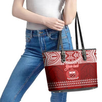 Personalised Toa Samoa Christmas Leather Tote Bag Samoa Siva Tau Manuia Le Kerisimasi Red Vibe LT9 - Polynesian Pride