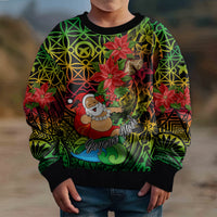 Personalised Vanuatu Joyeux Noel Kid Ugly Christmas Sweater Christmas Santas God Yumi LT9 - Polynesian Pride