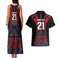 Custom New Zealand Couples Matching Tank Maxi Dress and Hawaiian Shirt Maori Kiwiana Pattern Tukutuku Motif