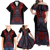 Custom New Zealand Family Matching Off Shoulder Maxi Dress and Hawaiian Shirt Maori Kiwiana Pattern Tukutuku Motif
