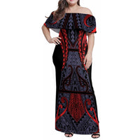 Custom New Zealand Family Matching Off Shoulder Maxi Dress and Hawaiian Shirt Maori Kiwiana Pattern Tukutuku Motif