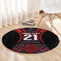 Custom New Zealand Round Carpet Maori Kiwiana Pattern Tukutuku Motif