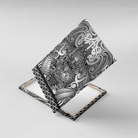 New Zealand Taiaha Maori Canvas Wall Art Kiwikiwi Minimalist Silver Fern Tukutuku Motif