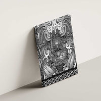 New Zealand Taiaha Maori Canvas Wall Art Kiwikiwi Minimalist Silver Fern Tukutuku Motif