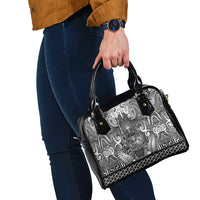 New Zealand Taiaha Maori Shoulder Handbag Kiwikiwi Minimalist Silver Fern Tukutuku Motif
