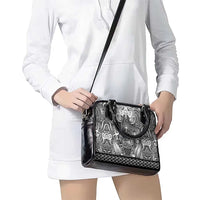 New Zealand Taiaha Maori Shoulder Handbag Kiwikiwi Minimalist Silver Fern Tukutuku Motif