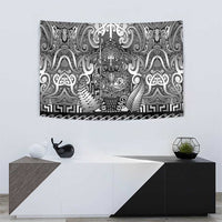 New Zealand Taiaha Maori Tapestry Kiwikiwi Minimalist Silver Fern Tukutuku Motif