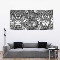 New Zealand Taiaha Maori Tapestry Kiwikiwi Minimalist Silver Fern Tukutuku Motif