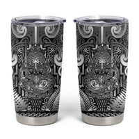 Custom New Zealand Taiaha Maori Tumbler Cup Kiwikiwi Minimalist Silver Fern Tukutuku Motif