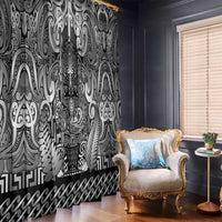 New Zealand Taiaha Maori Window Curtain Kiwikiwi Minimalist Silver Fern Tukutuku Motif