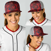 New Zealand Taiaha Maori Baseball Net Cap Whero Minimalist Silver Fern Tukutuku Motif