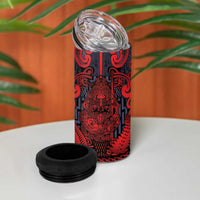 Custom New Zealand Taiaha Maori 4 in 1 Can Cooler Tumbler Whero Minimalist Silver Fern Tukutuku Motif