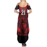 Custom New Zealand Taiaha Maori Family Matching Summer Maxi Dress and Hawaiian Shirt Whero Minimalist Silver Fern Tukutuku Motif
