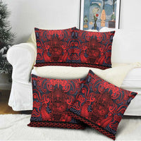 New Zealand Taiaha Maori Pillow Cover Whero Minimalist Silver Fern Tukutuku Motif