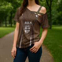 Custom Oceania Football Bula Fiji Cross Shoulder Shirt Polynesian Tribal Pattern