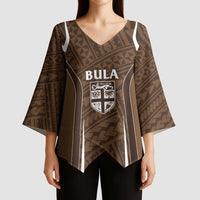 Custom Oceania Football Bula Fiji Kimono Sleeve Blouse Polynesian Tribal Pattern