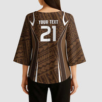 Custom Oceania Football Bula Fiji Kimono Sleeve Blouse Polynesian Tribal Pattern