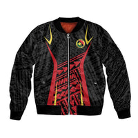 Custom Oceania Football Papua New Guinea Bomber Jacket Polynesian Tribal Pattern LT9 Unisex Red - Polynesian Pride