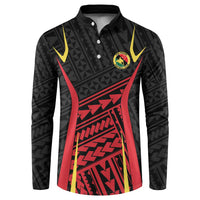 Custom Oceania Football Papua New Guinea Button Sweatshirt Polynesian Tribal Pattern