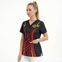 Custom Oceania Football Papua New Guinea Scrub Top Polynesian Tribal Pattern LT9 - Polynesian Pride