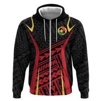 Custom Oceania Football Papua New Guinea Zip Hoodie Polynesian Tribal Pattern LT9 Zip Hoodie Red - Polynesian Pride
