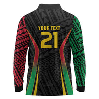 Custom Oceania Football Vanuatu Long Sleeve Polo Shirt Polynesian Tribal Pattern
