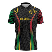 Custom Oceania Football Vanuatu Zipper Polo Shirt Polynesian Tribal Pattern