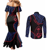 Personalized Guam 80th Anniversary Liberation Day Couples Matching Mermaid Dress and Long Sleeve Button Shirt Guahan Basic Seal LT9 - Polynesian Pride