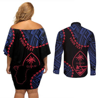 Personalized Guam 80th Anniversary Liberation Day Couples Matching Off Shoulder Short Dress and Long Sleeve Button Shirt Guahan Basic Seal LT9 - Polynesian Pride