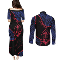 Personalized Guam 80th Anniversary Liberation Day Couples Matching Puletasi and Long Sleeve Button Shirt Guahan Basic Seal LT9 - Polynesian Pride