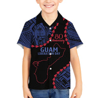 Personalized Guam 80th Anniversary Liberation Day Family Matching Off Shoulder Maxi Dress and Hawaiian Shirt Guahan Basic Seal