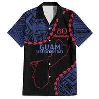 Personalized Guam 80th Anniversary Liberation Day Family Matching Tank Maxi Dress and Hawaiian Shirt Guahan Basic Seal LT9 Dad's Shirt - Short Sleeve Black - Polynesian Pride