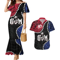 Personalized Guam 80th Anniversary Liberation Day Couples Matching Mermaid Dress and Hawaiian Shirt Tano I Man Chamoru Since 1944 LT9 Black - Polynesian Pride