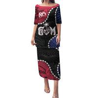 Personalized Guam 80th Anniversary Liberation Day Puletasi Tano I Man Chamoru Since 1944 LT9 Long Dress Black - Polynesian Pride