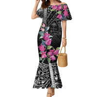 Guahan Puti Tai Nobiu Mermaid Dress Guam Bougainvillea Flower Art LT9 Women Black - Polynesian Pride