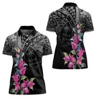 Guahan Puti Tai Nobiu Women Polo Shirt Guam Bougainvillea Flower Art