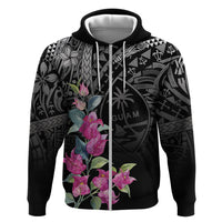 Guahan Puti Tai Nobiu Zip Hoodie Guam Bougainvillea Flower Art