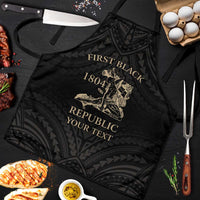 Personalized Haiti First Black Republic Apron Negre Marron With Map And Flag - Polynesian Pride