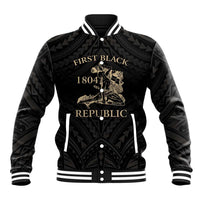 Personalized Haiti First Black Republic Baseball Jacket Negre Marron With Map And Flag LT9 Unisex Black - Polynesian Pride