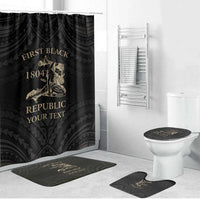 Personalized Haiti First Black Republic Bathroom Set Negre Marron With Map And Flag LT9 Bathroom Set (4 pcs) Black - Polynesian Pride